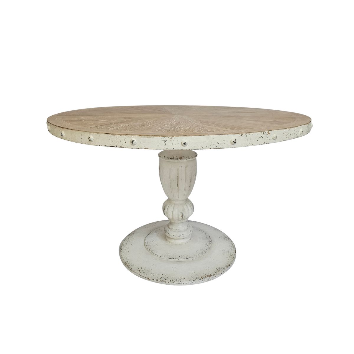 Block and chisel white painted round table