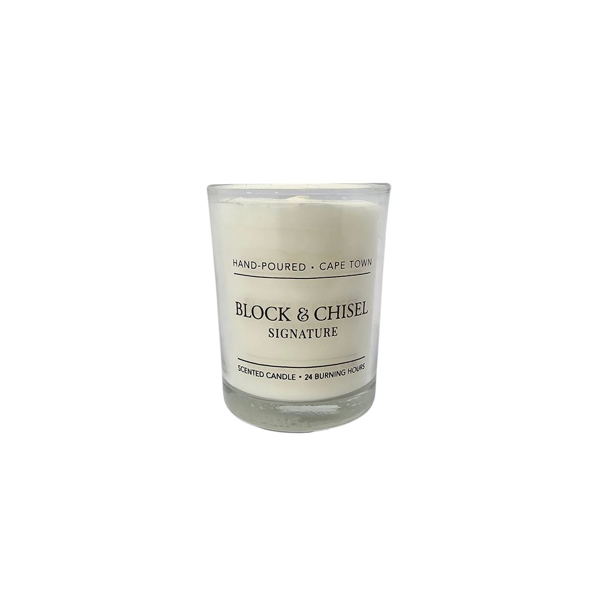 Block and chisel signature candle small votive 