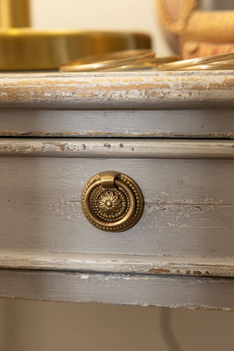 Block and chisel french style bedside table with shelf 