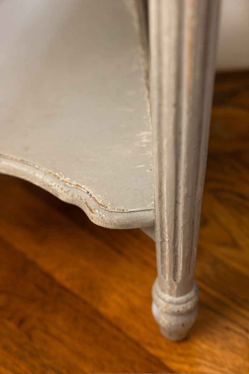 Block and chisel french style bedside table with shelf 