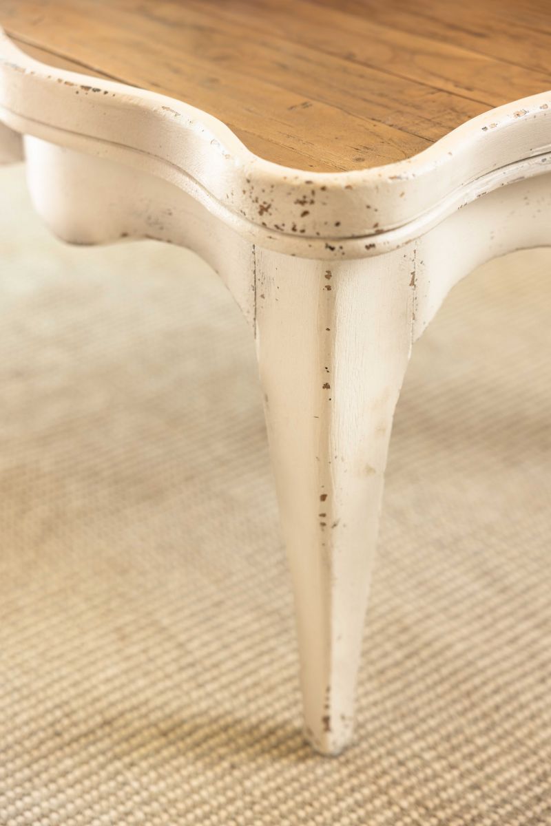 Block and chisel french style coffee table with drawer