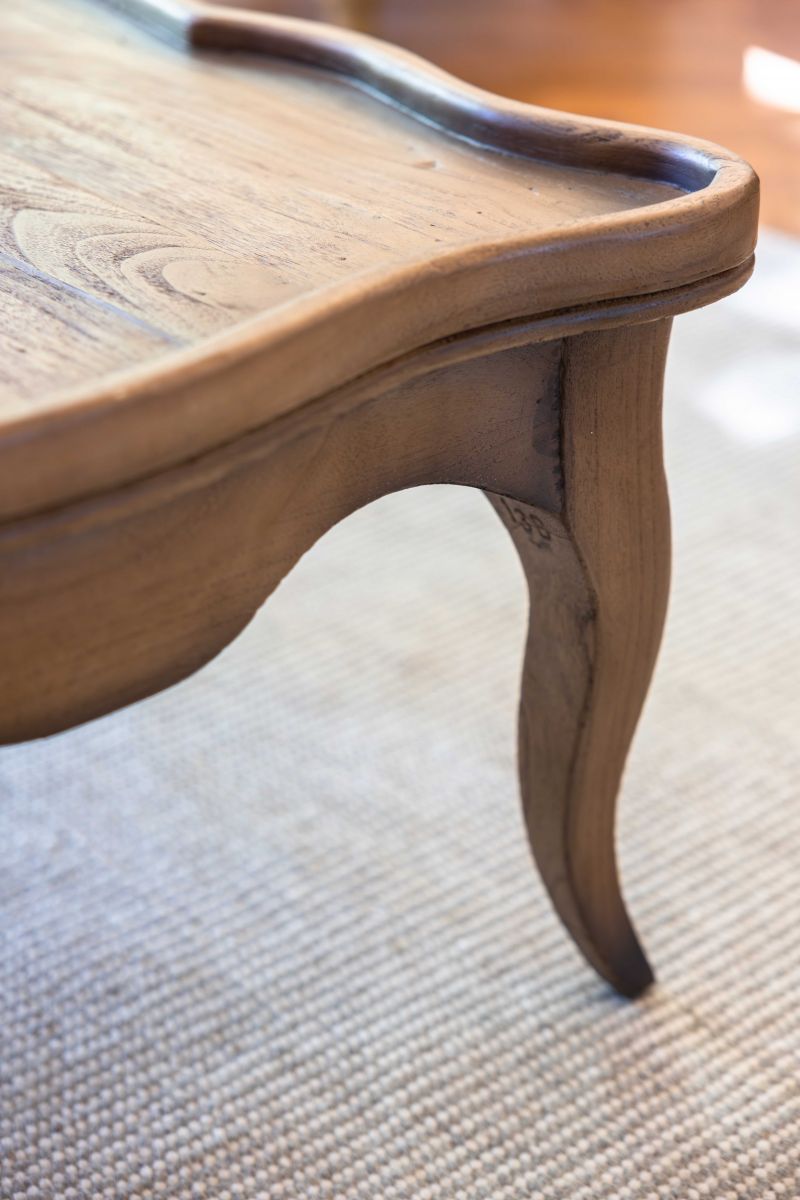 Block and chisel french style coffee table with drawer