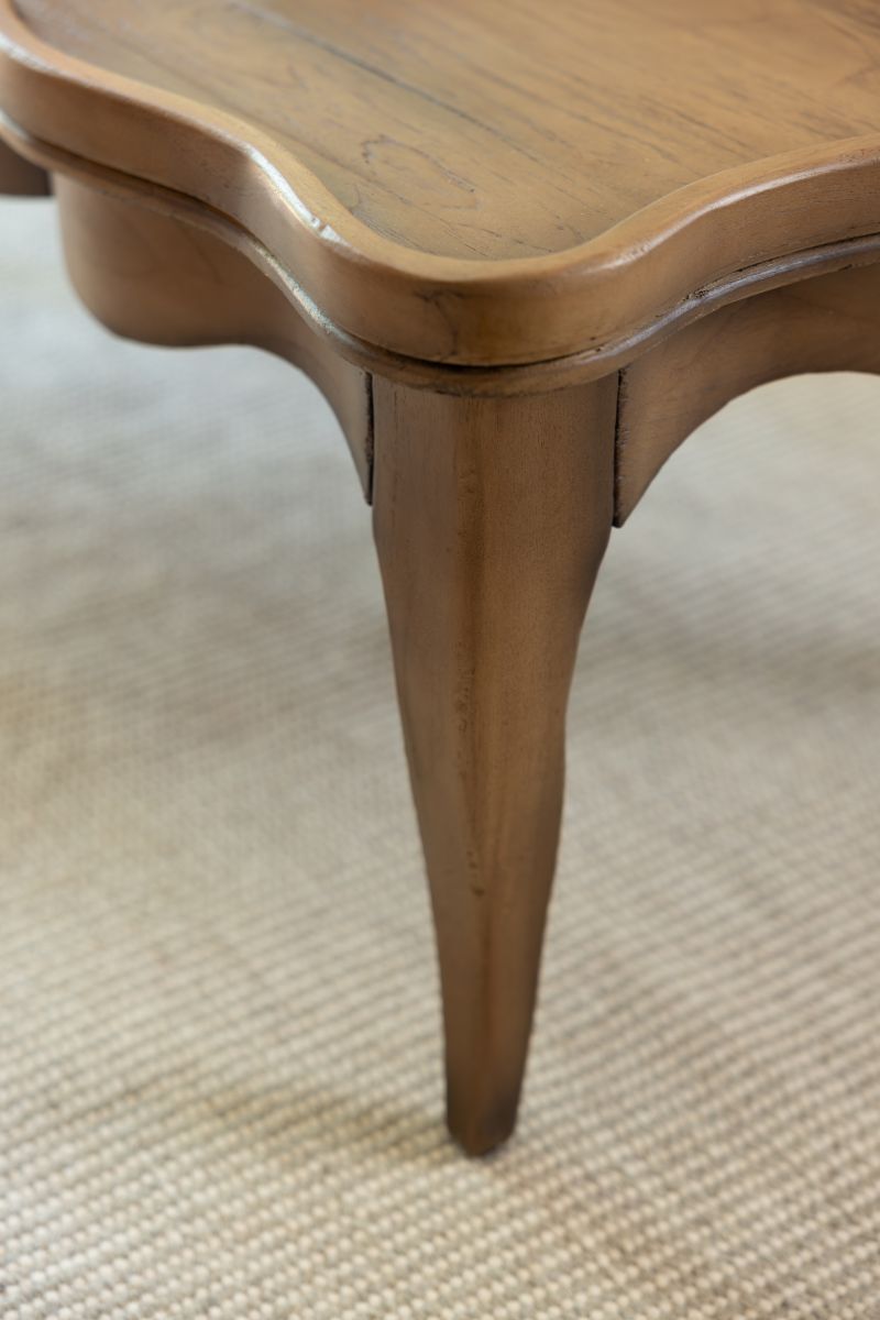 Block and chisel french style coffee table with drawer