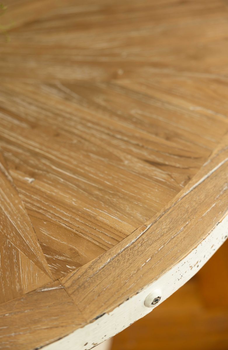 Block and chisel white painted round table