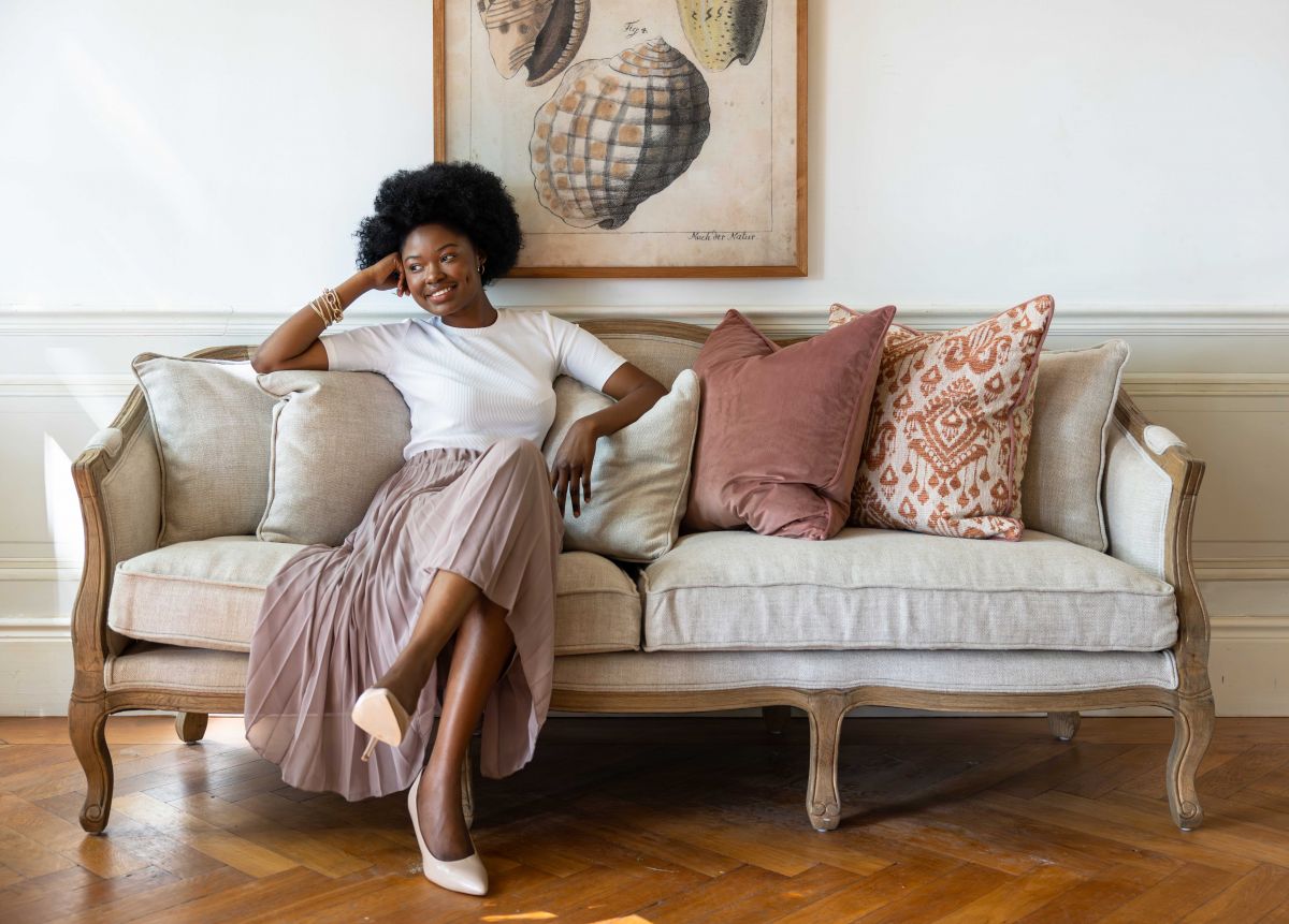 French style sofa with wooden frame