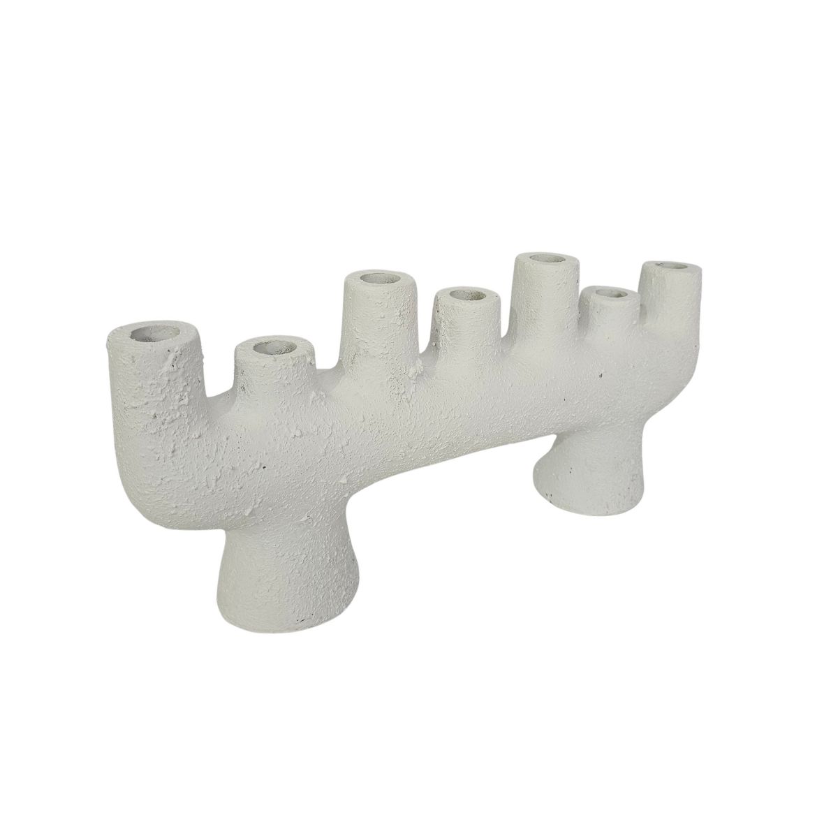 Block and chisel white ceramic candle holder 