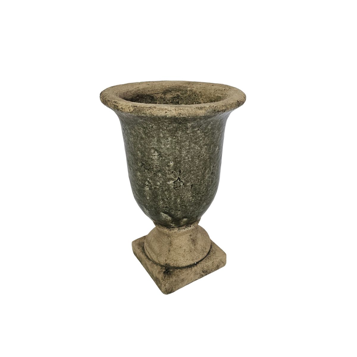 Block and chisel cement green urn