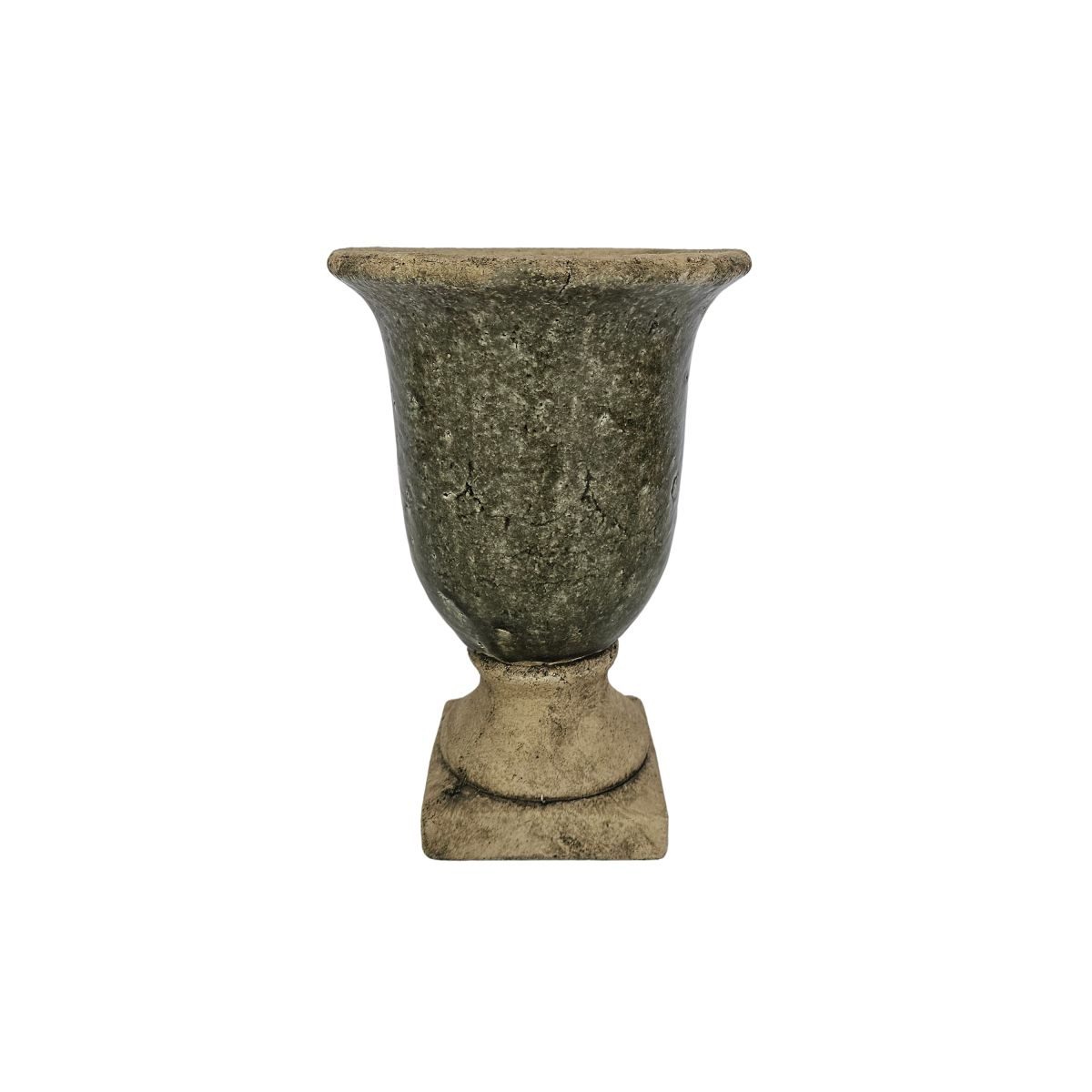 Block and chisel cement green urn