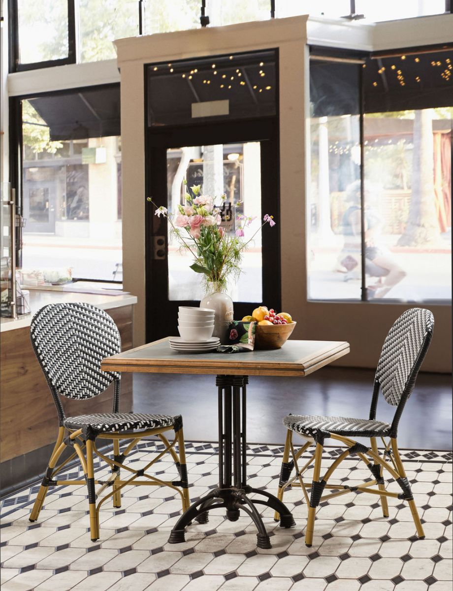 Block & Chisel square café table with zinc top