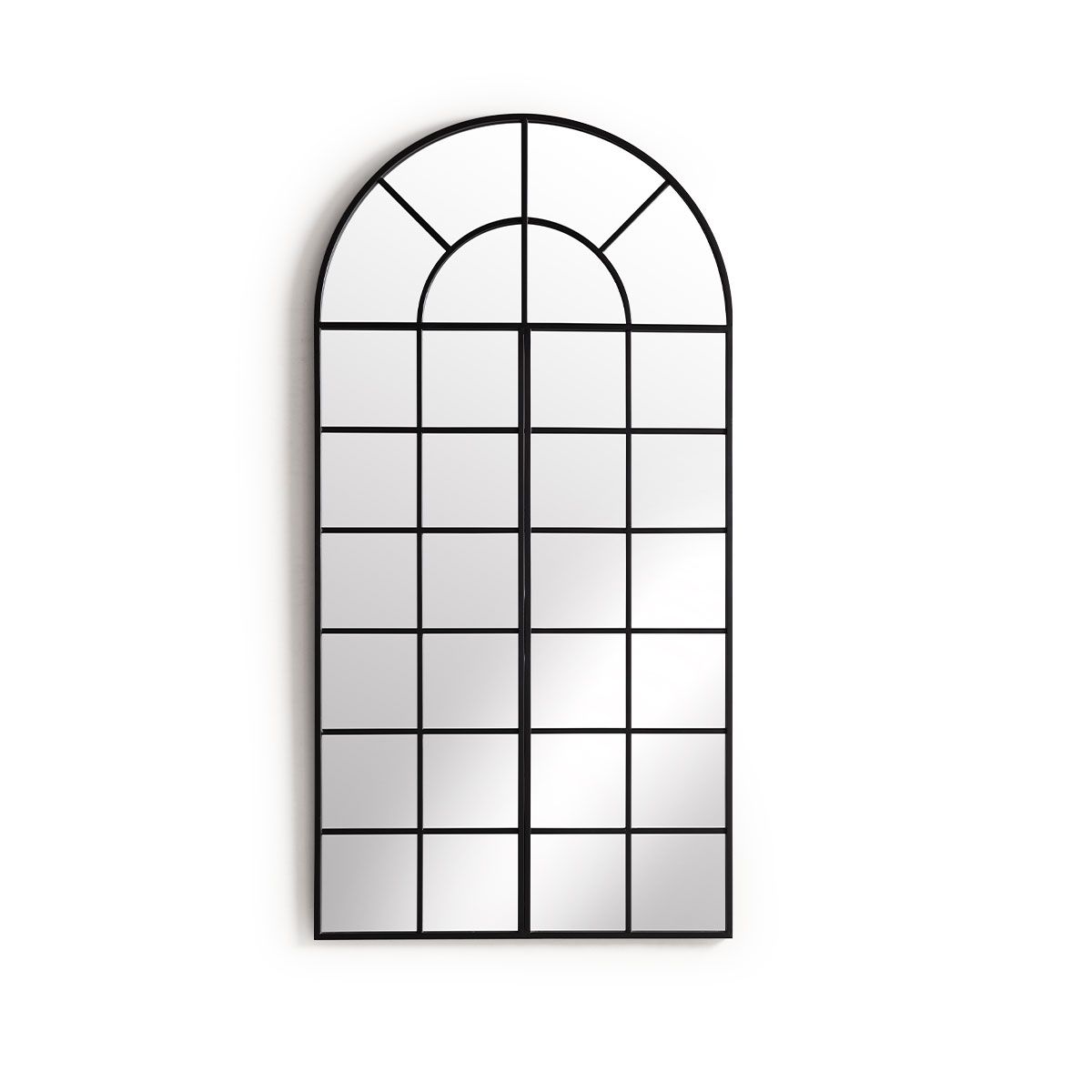 Black arched window pane mirror