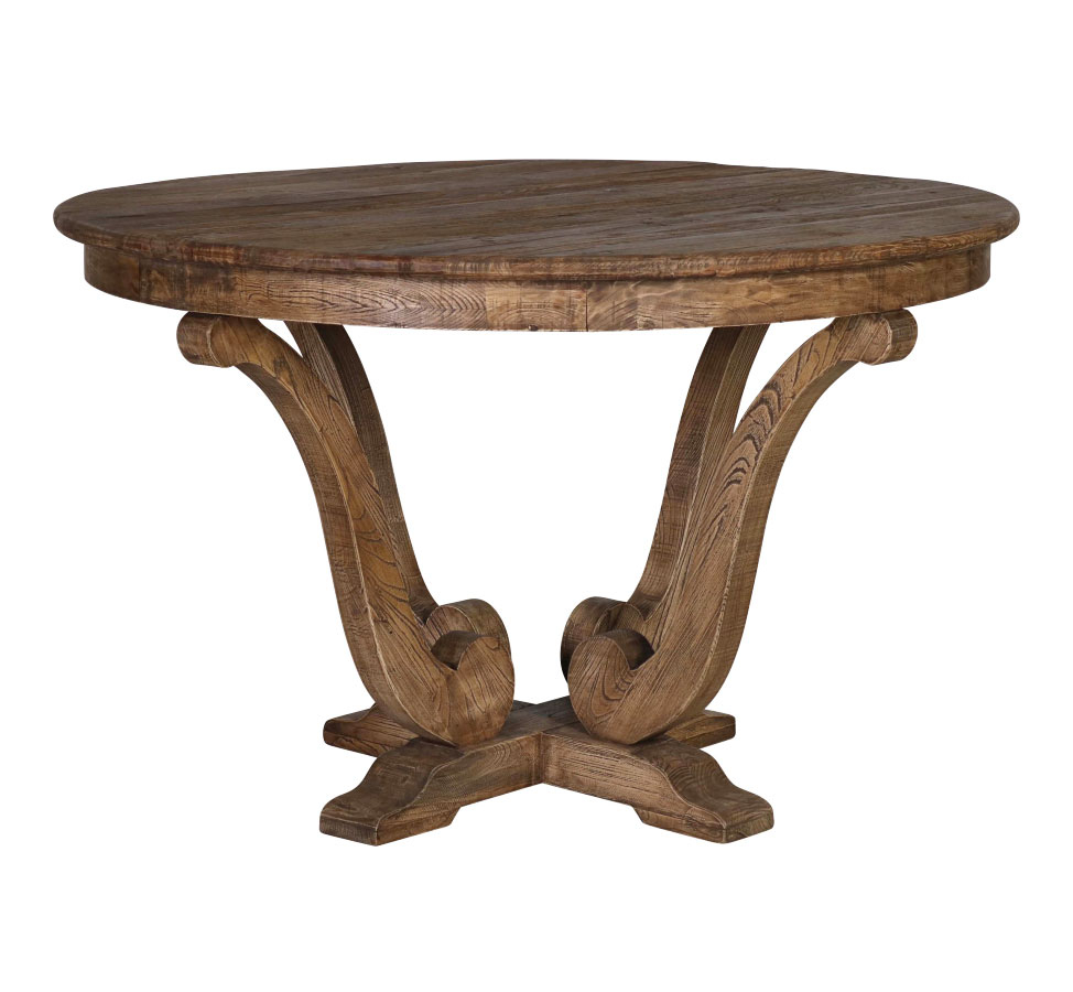 Old elm round dining table Château collection