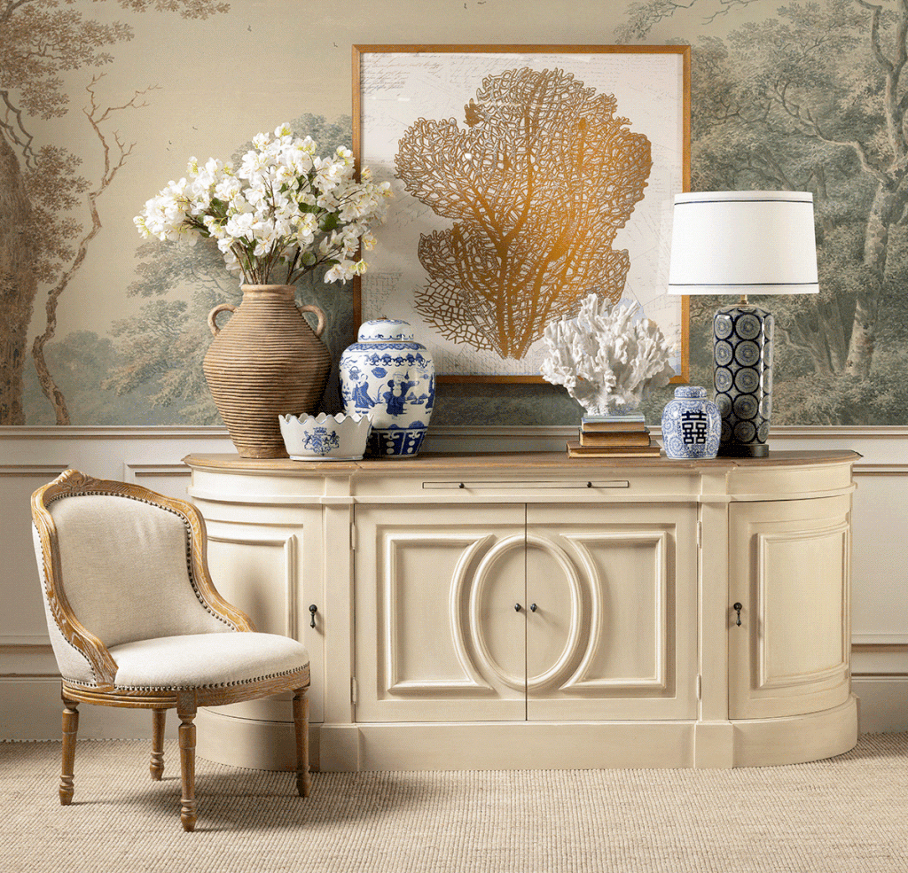 French style curved sideboard with storage