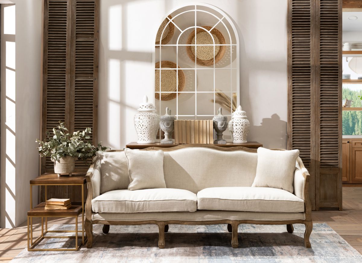 French style sofa with wooden frame