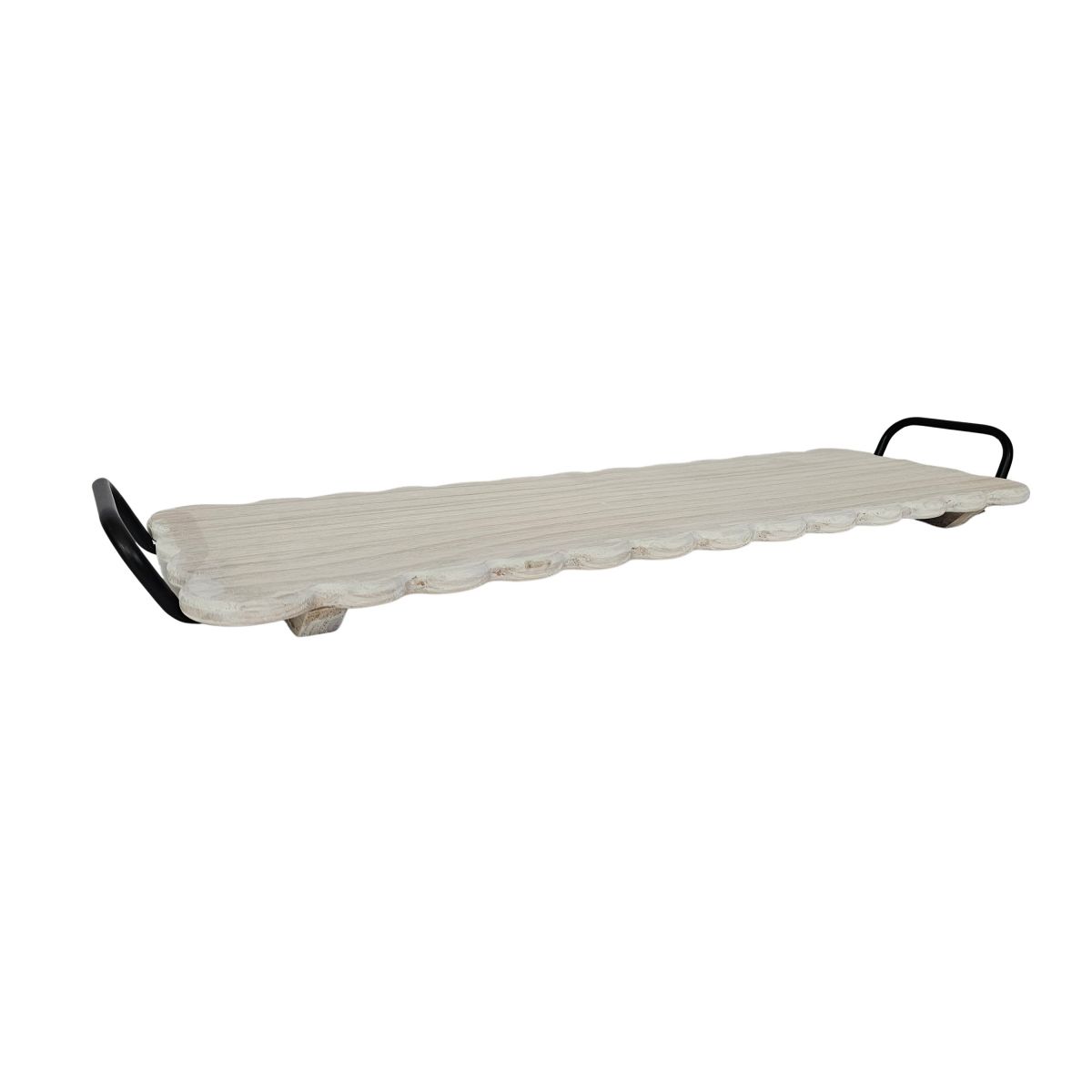 Block and chisel painted wooden tray with handles