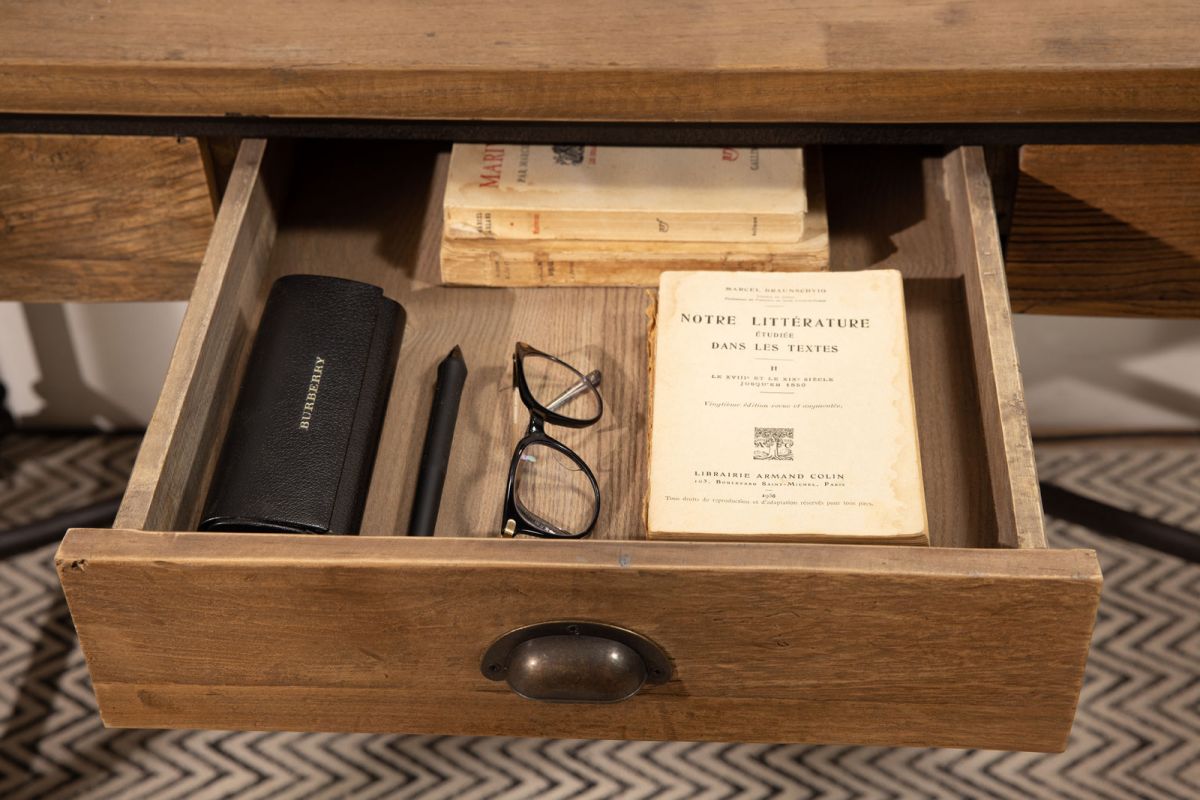 industrial style wood and metal desk