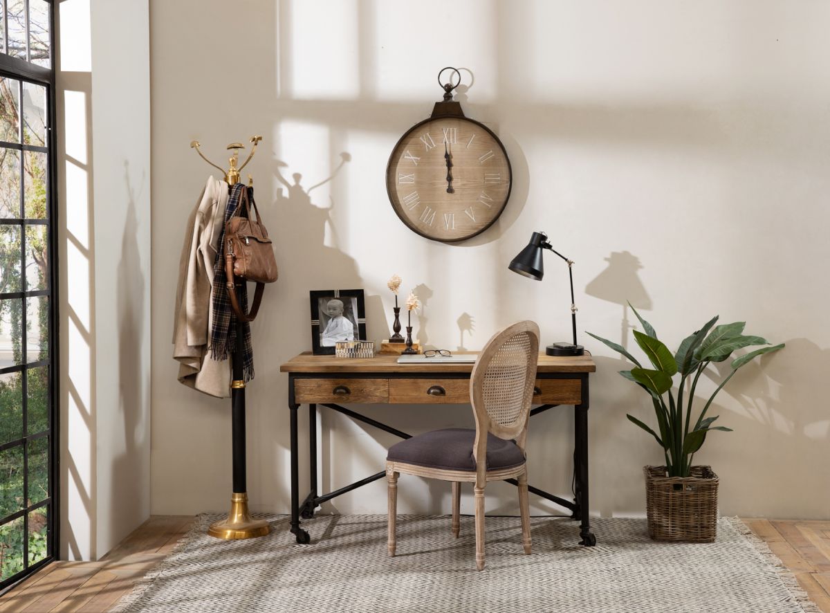 industrial style wood and metal desk