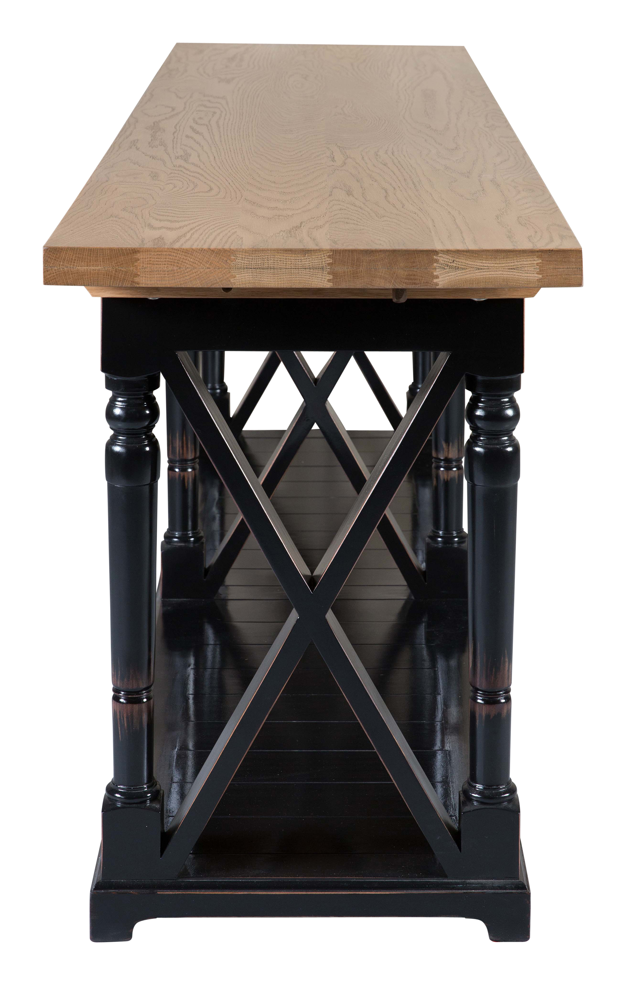 Block & Chisel weathered oak server with black lacquer base