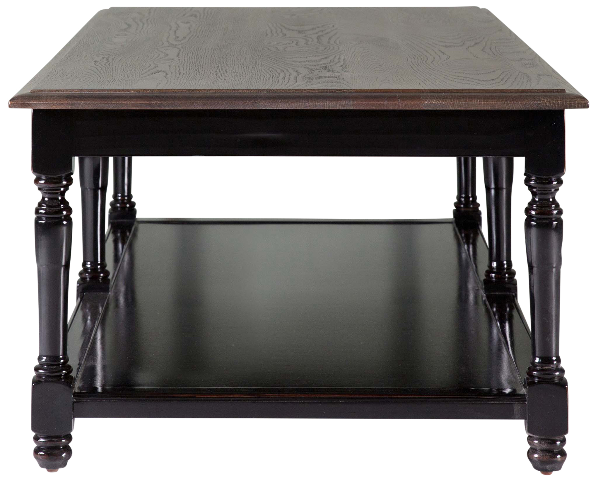 Block & Chisel weathered oak coffee table with black base