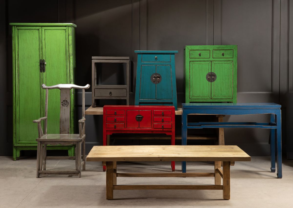 Indochine bedside table with one drawer and open shelf