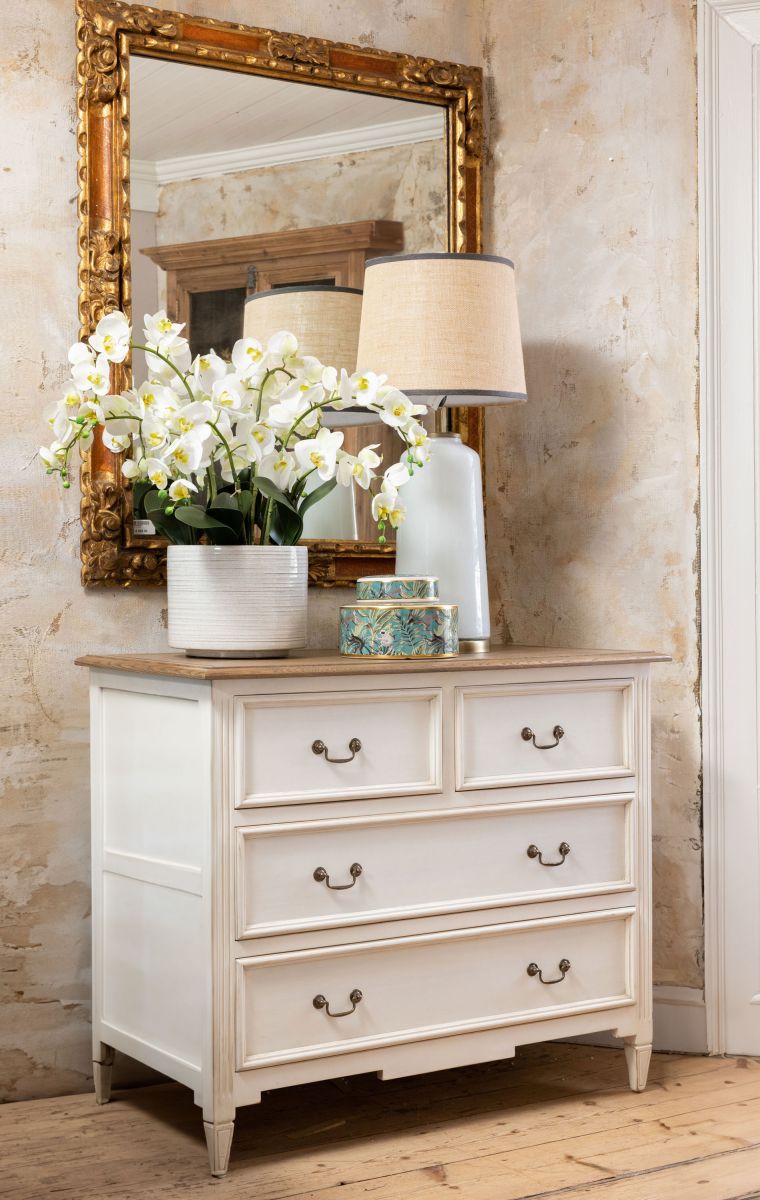 Block & Chisel weathered oak 4 drawer chest with an antique white base