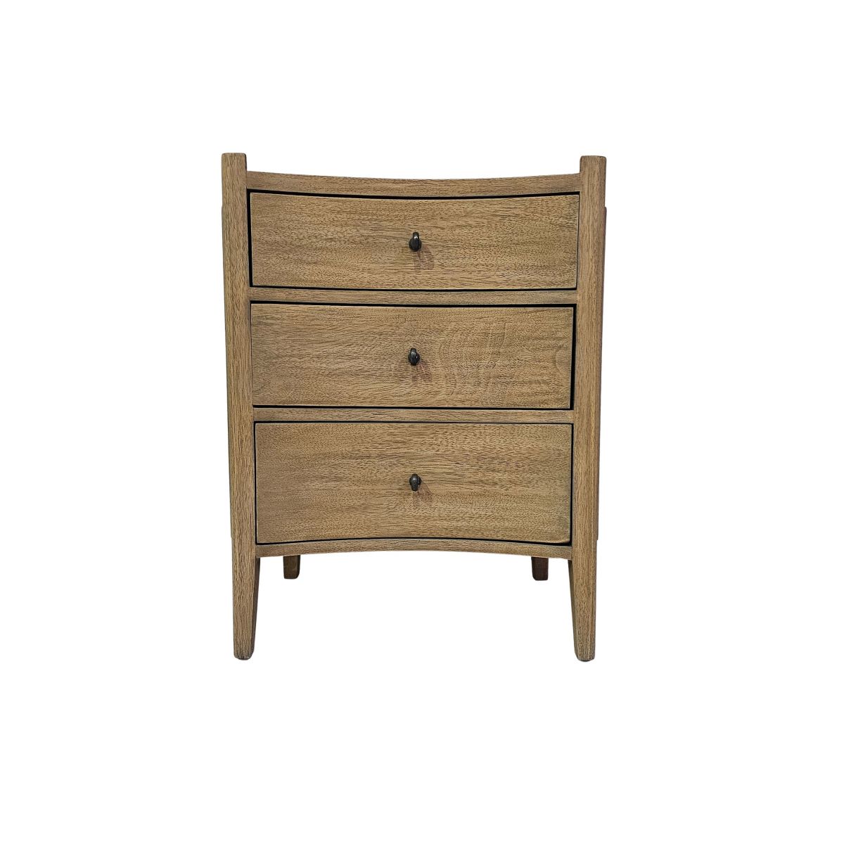 Block & Chisel wooden bedside table with rattan top shelf