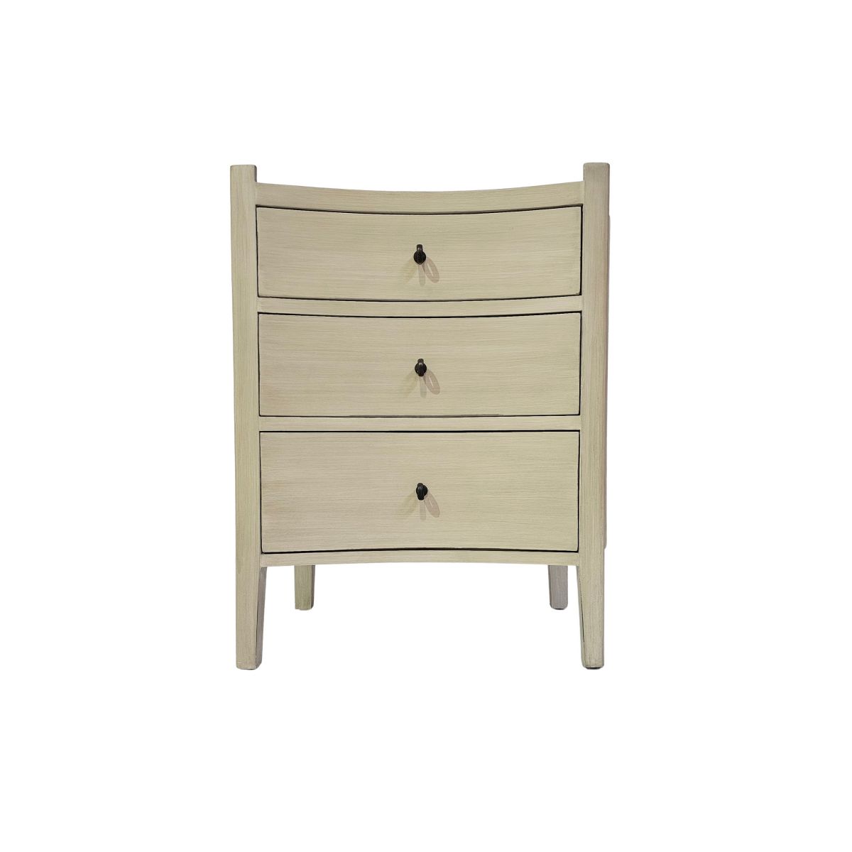 Block & Chisel wooden bedside table with rattan top shelf