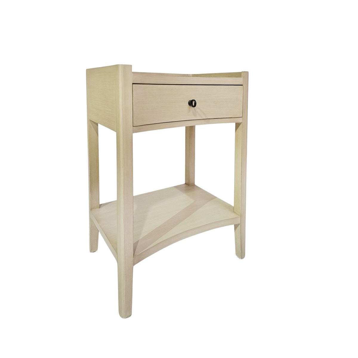 Block & Chisel wooden bedside table with wicker rattan top
