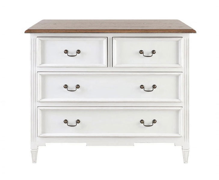 Block & Chisel weathered oak 4 drawer chest with an antique white base