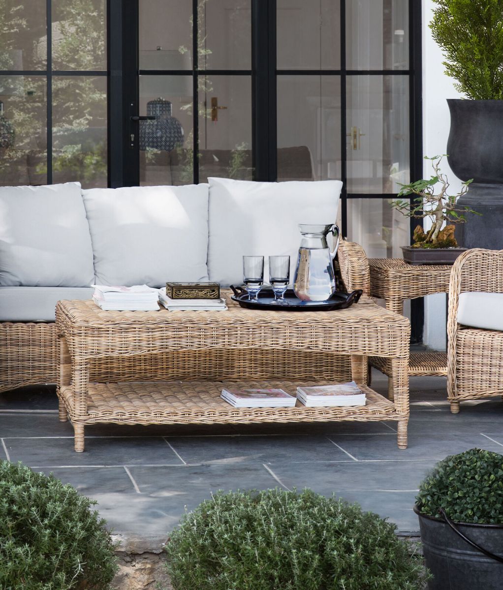 pvc rattan java coffee table with straight legs