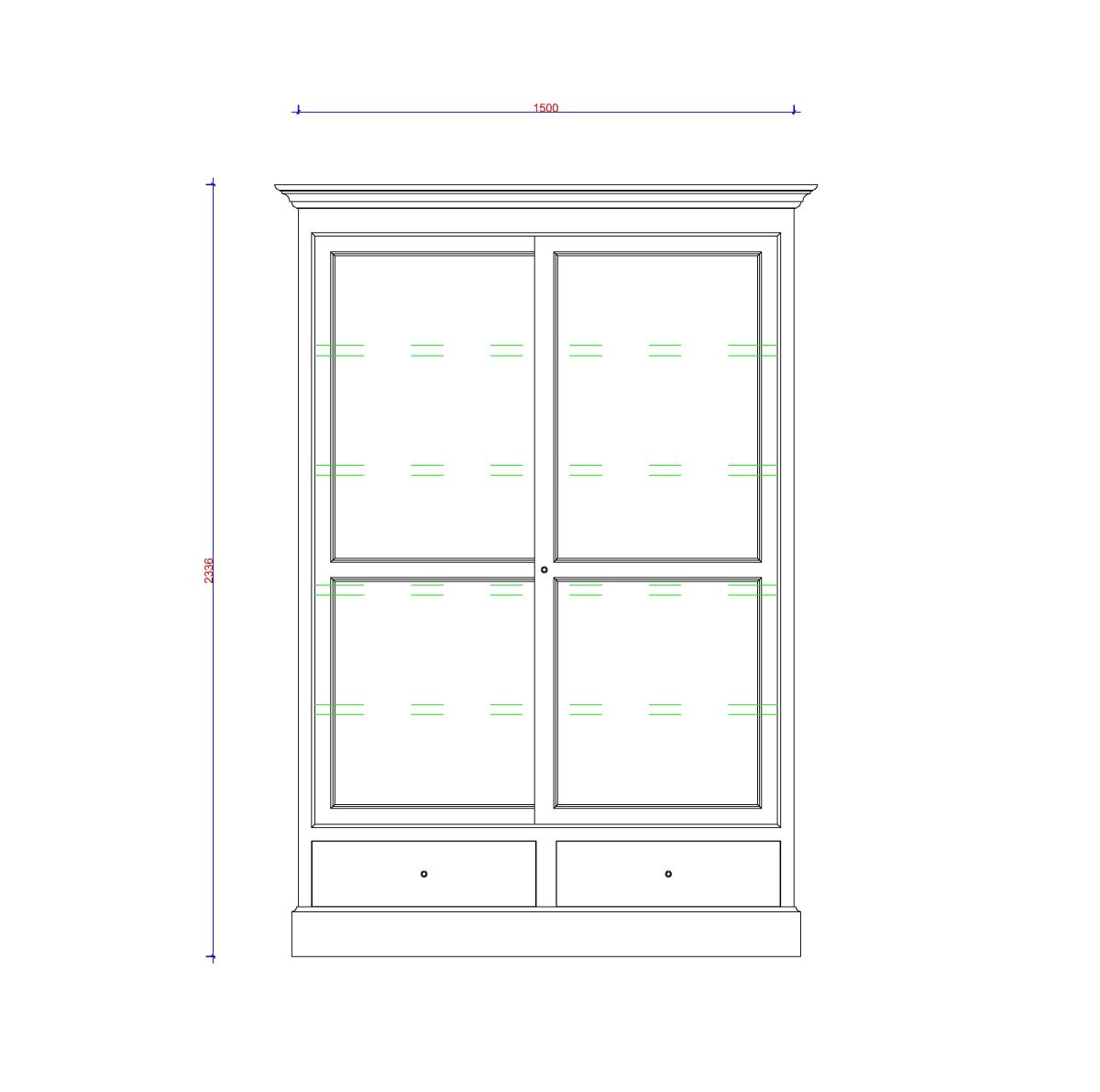 Block & Chisel solid weathered oak glass fronted bookcase