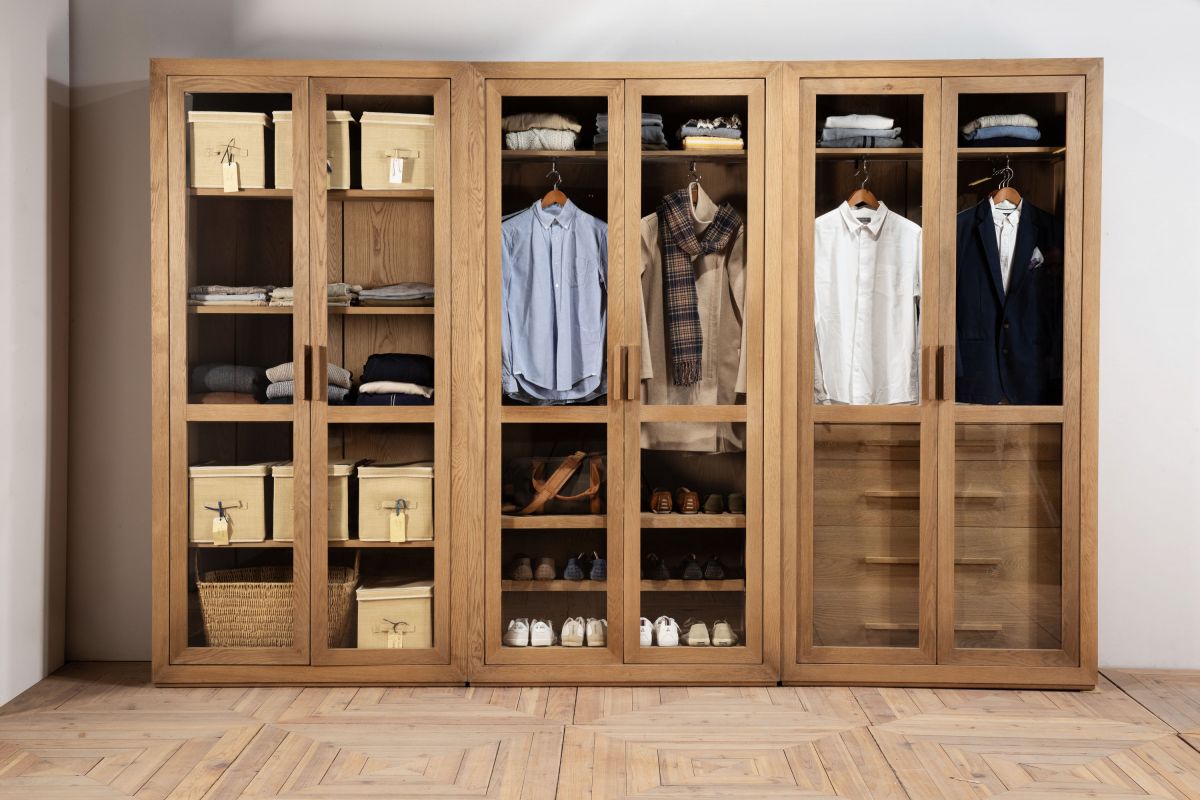 block and chisel wardrobe shelving in brushed oak 