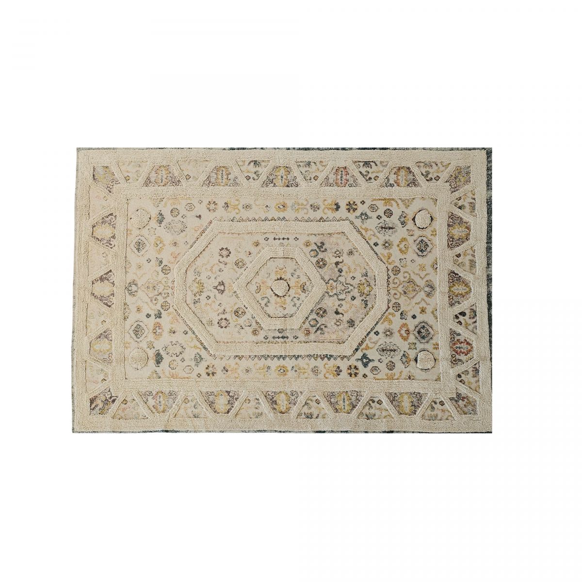 Cream tufted dhurrie rug naksha Range