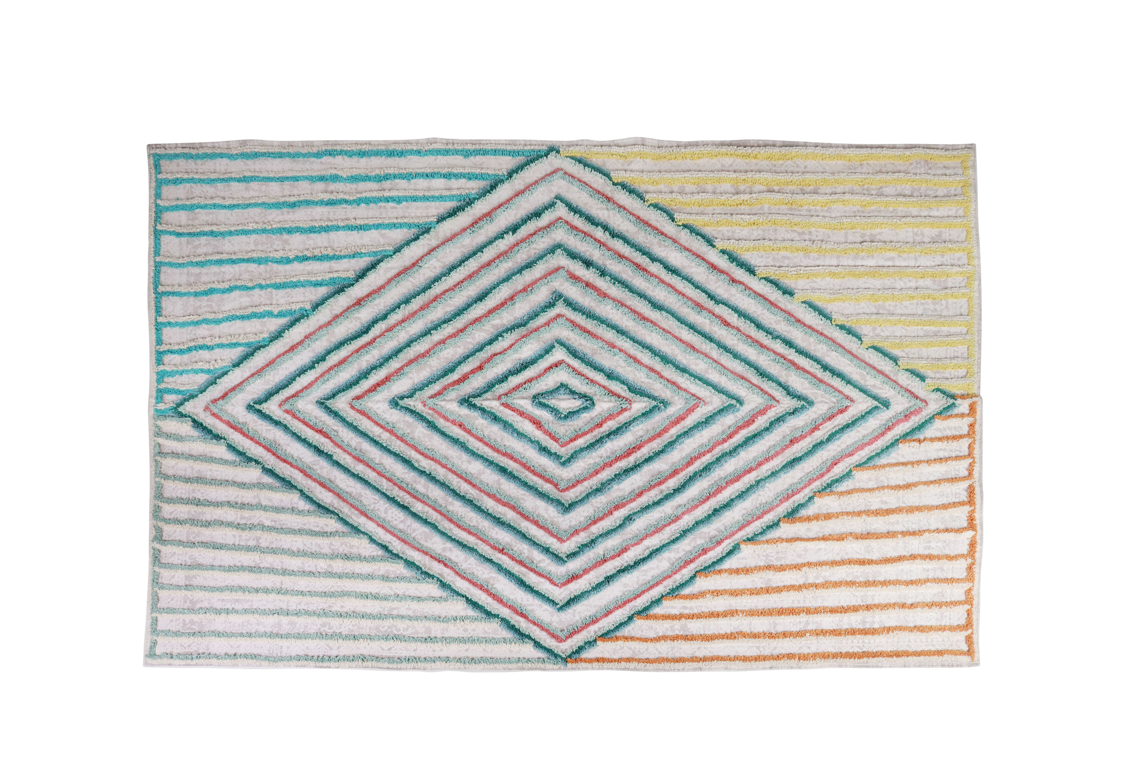 Mutil coloured geometric dhurrie rug 