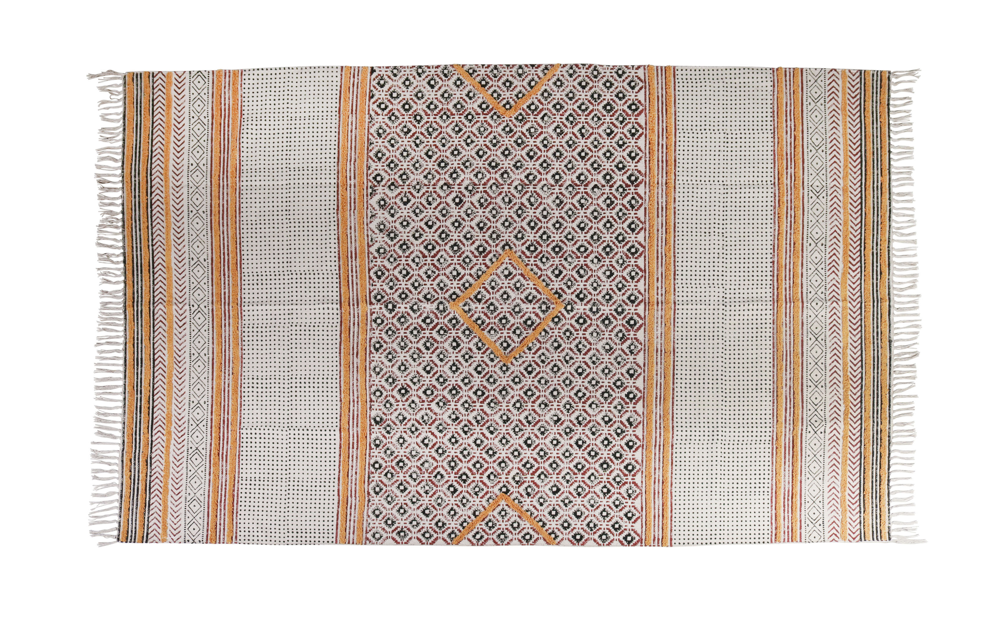 Tufted stripe dhurrie rug Naksha Collection 
