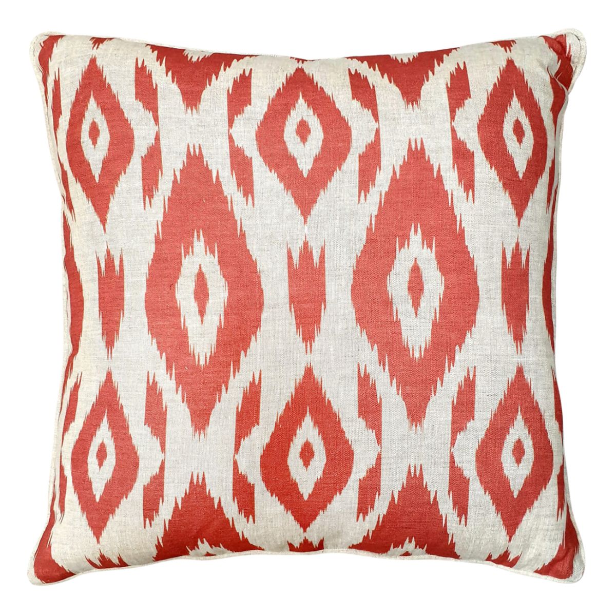 Block & Chisel ikat red orange pattern scatter cushion front