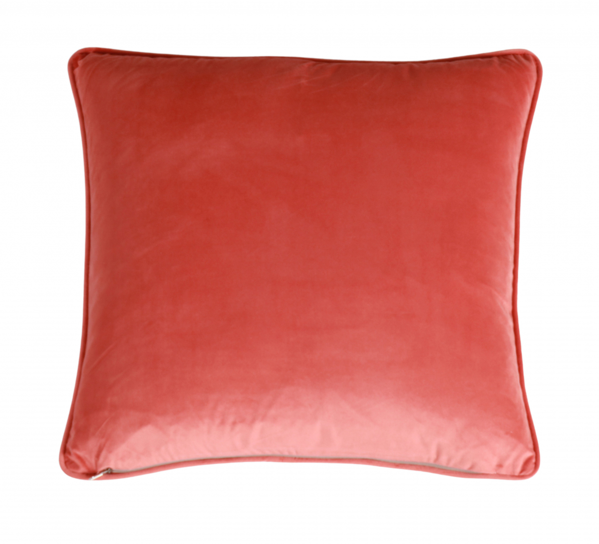 Orange coral cushion with orange velvet backing