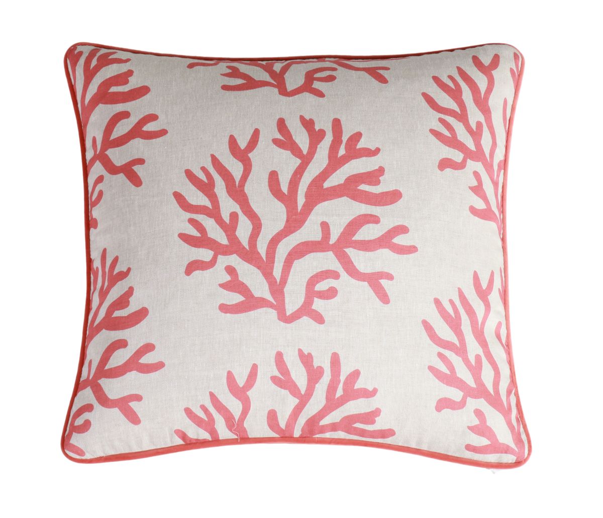 Orange coral cushion with orange velvet backing
