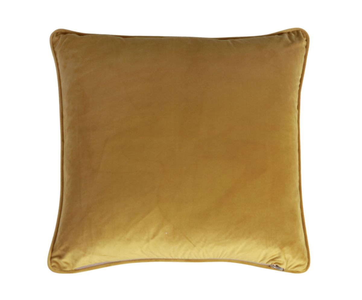 gold print cushion with velvet backing