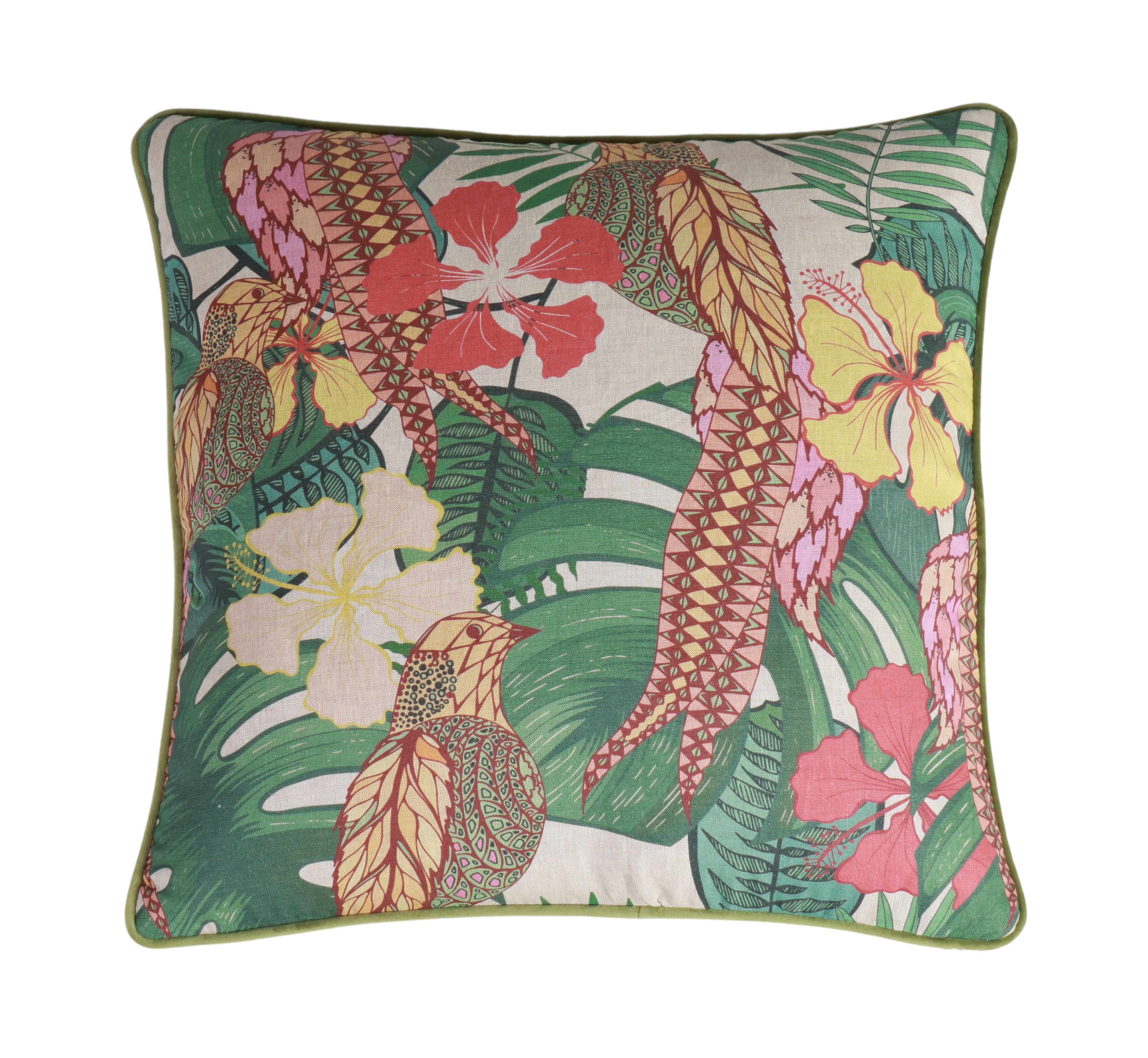 floral scatter cushion with velvet backing.