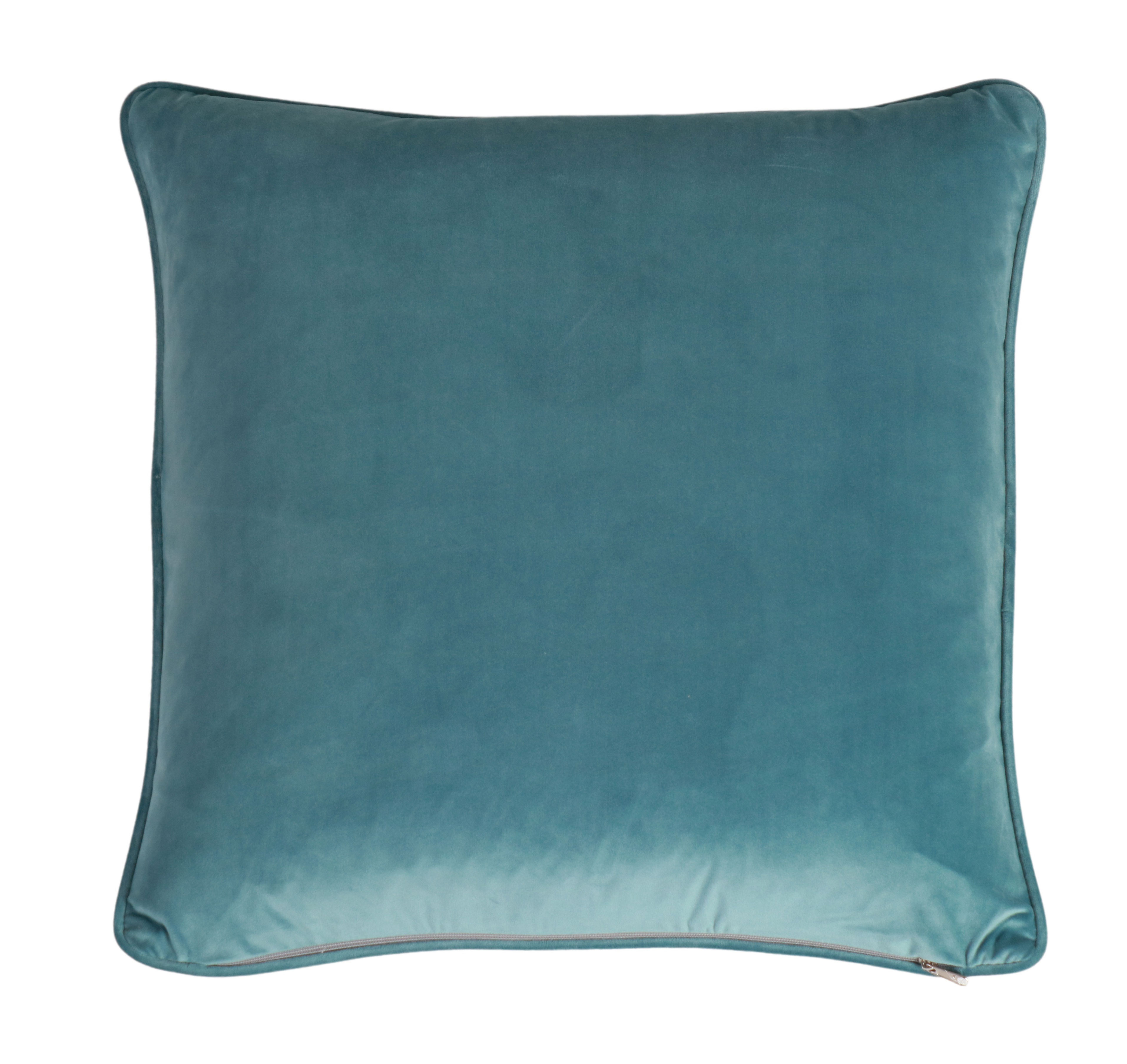 blue garden flower cushion with blue velvet backing