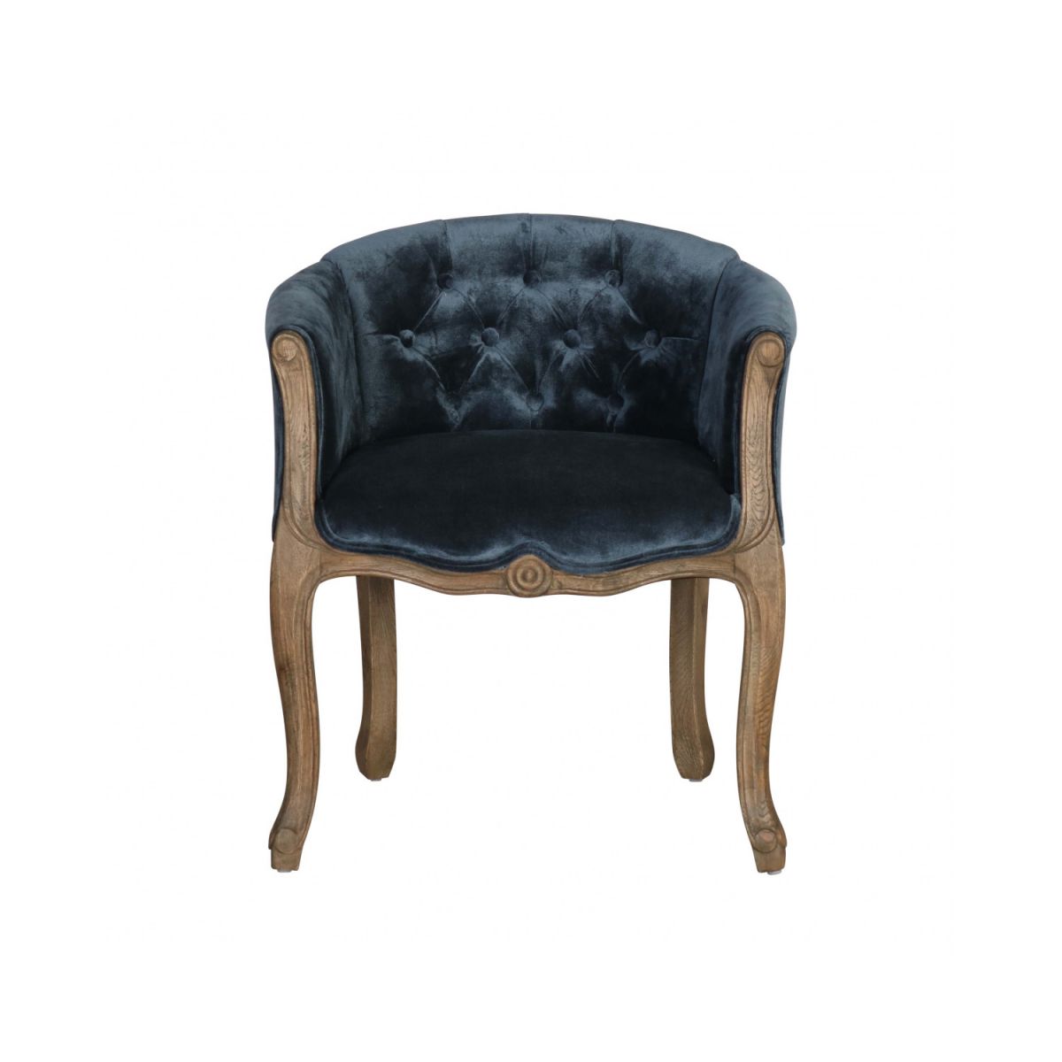 Small french tub chair upholstered in velvet