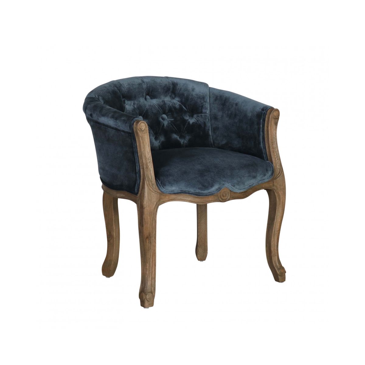 Small french tub chair upholstered in velvet