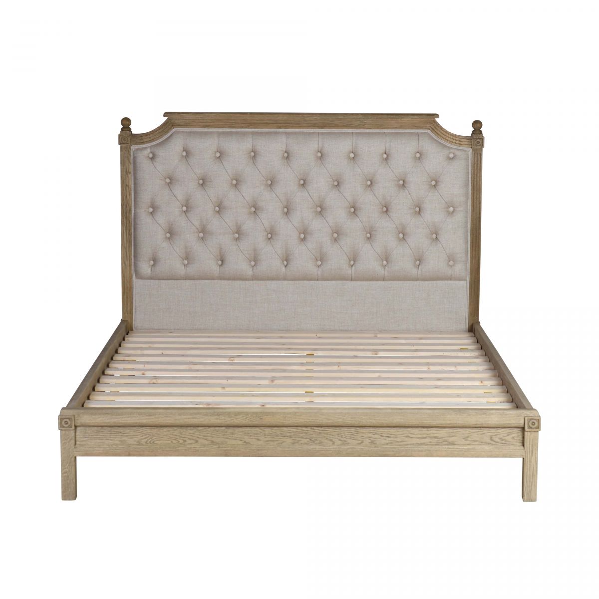 French style bed upholstered in linen King and queen
