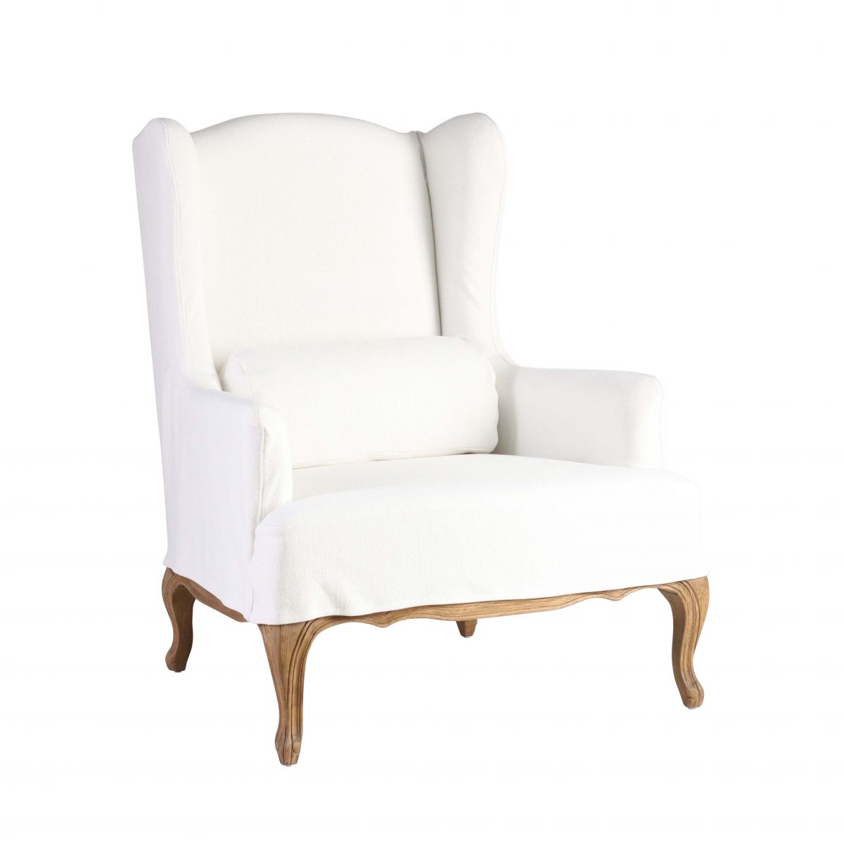 slipcover wingchair with oak legs