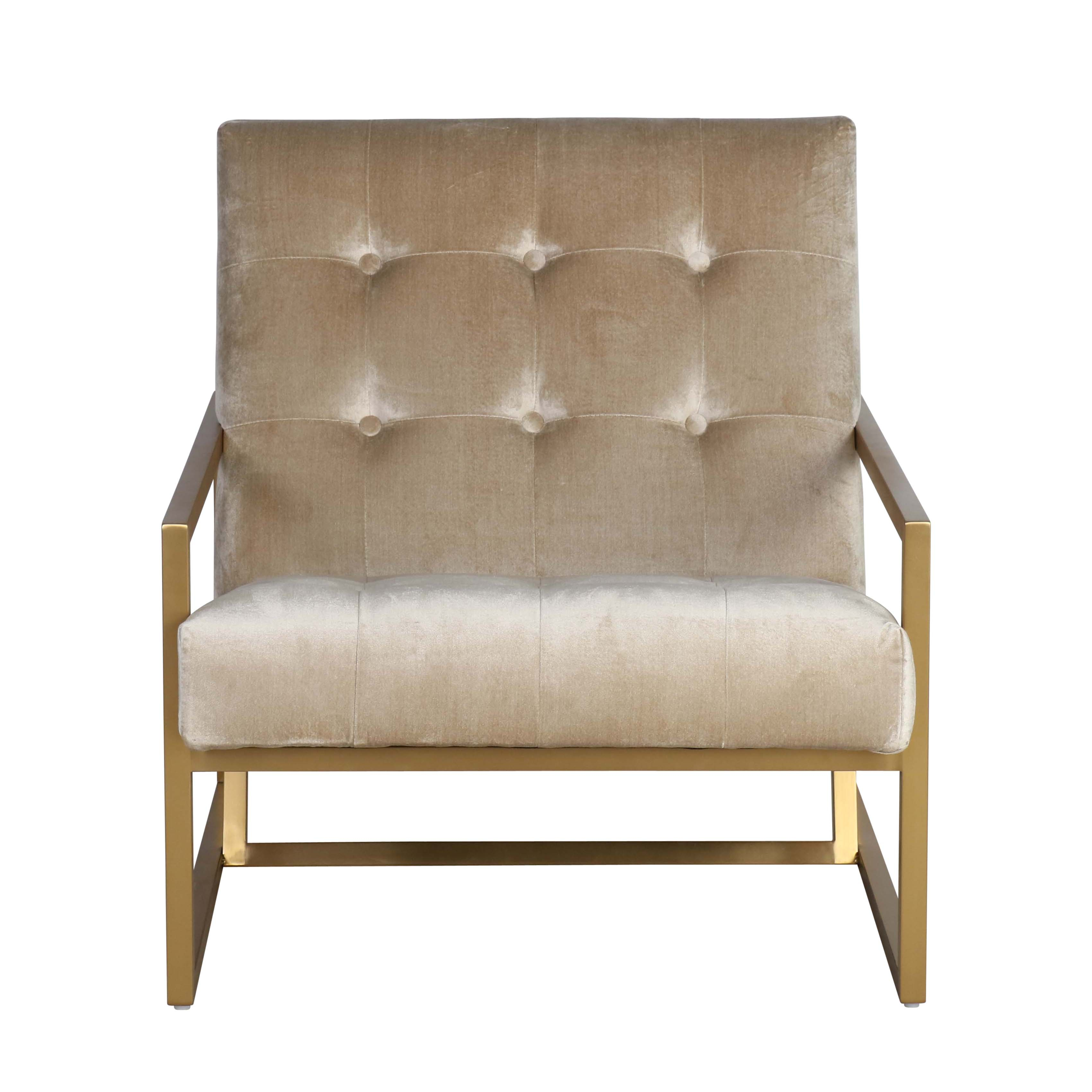 modern gold frame armchair in velvet