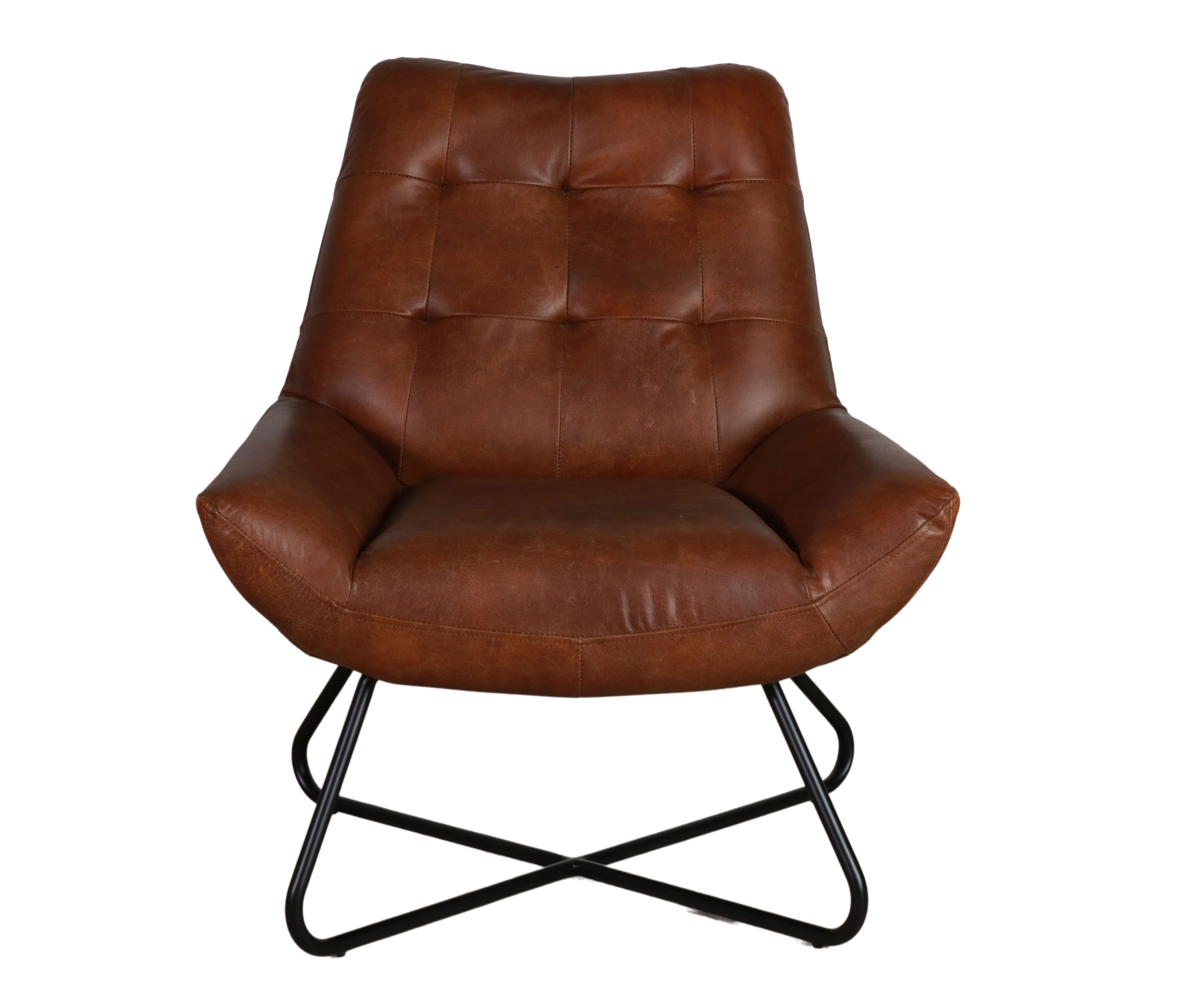 leather accent chair with black metal legs