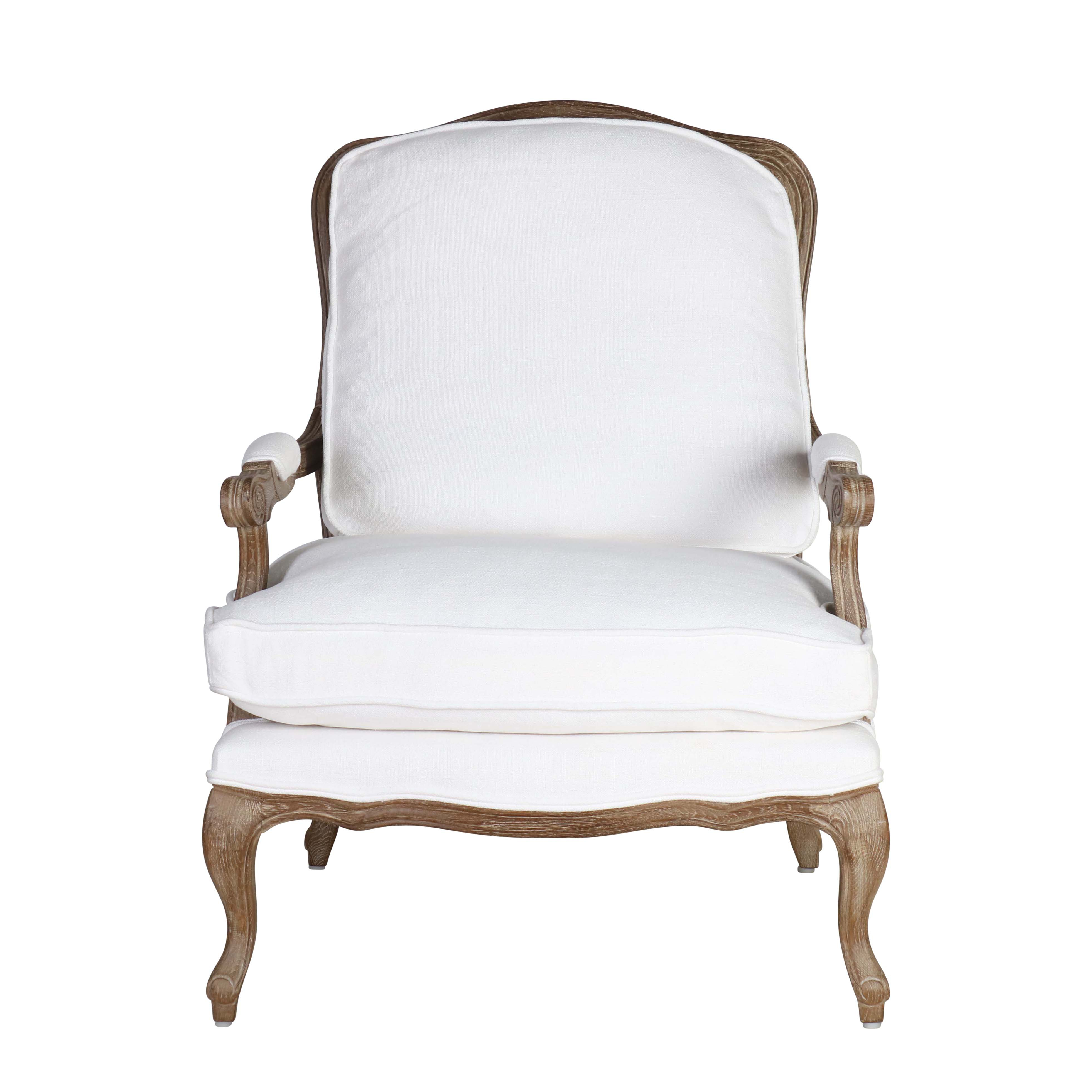 Classic white cushioned armchair with cabriole legs Château collection
