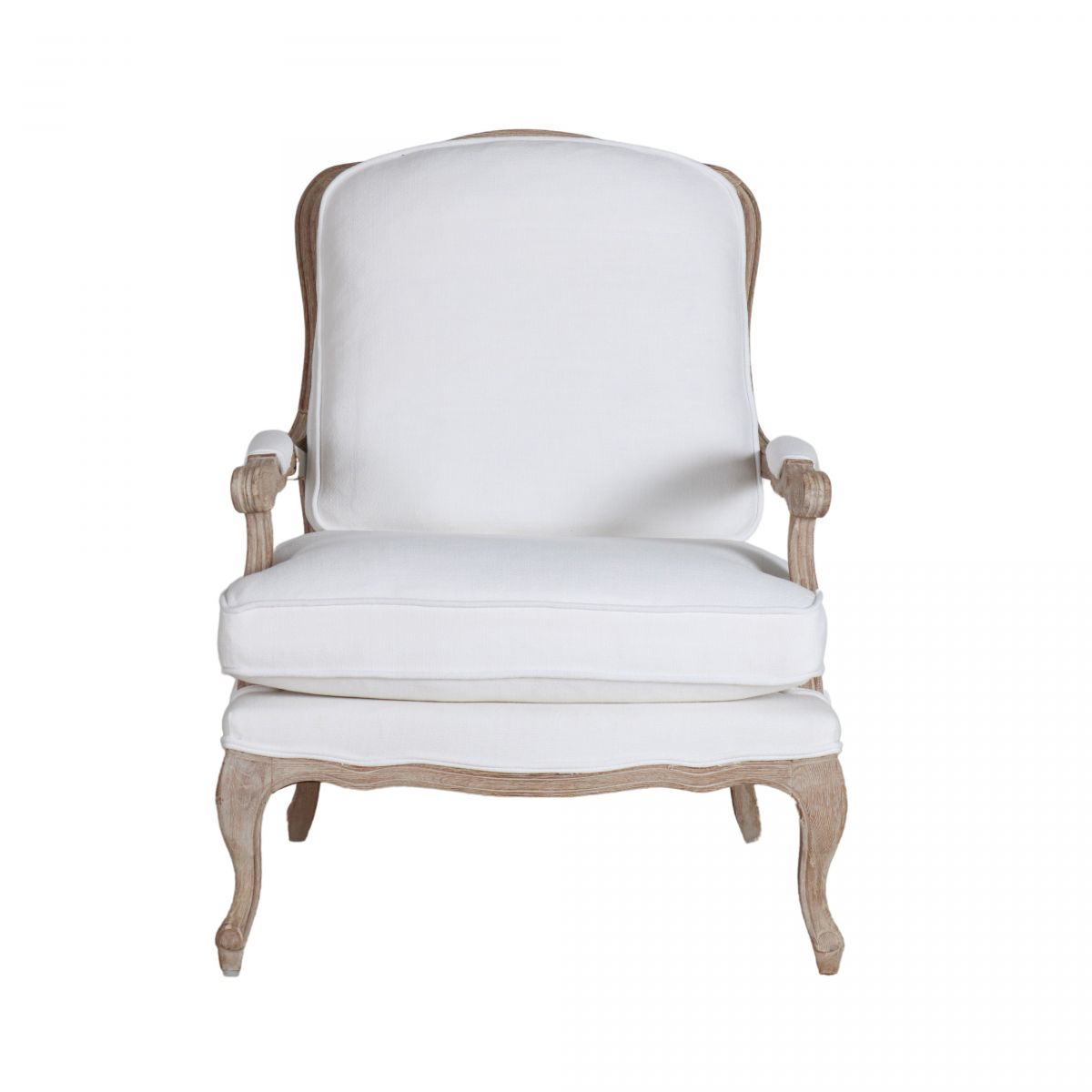 Classic white cushioned armchair with cabriole legs Château collection