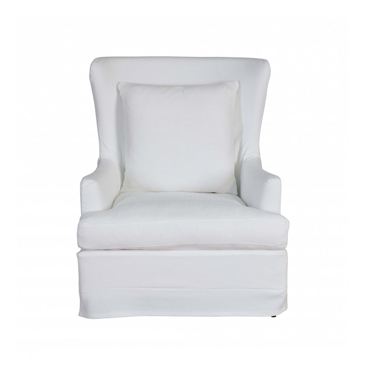 Slipcover wingback armchair in white linen Château collection