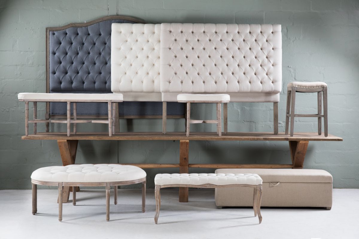 Block & Chisel linen upholstered bedend